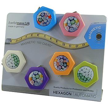 Set of 20 Retractable Tailor's Tape Measures HEXAGON + Display