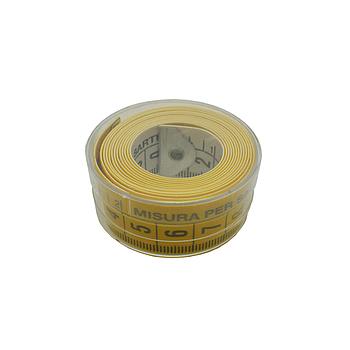 Schneidermaßband aus Fiberglas in Transparenter Box, Farbe Weiß/Gelb (Breite 20 mm) CM/CM (Box 12 Stk) - (Hergestellt in Italien)