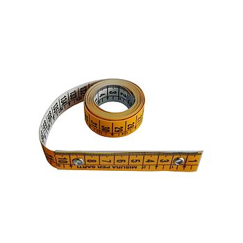 Fiberglass Tailor's Tape, White/Yellow, 20 mm Wide, featuring a Handy Transparent Reinforcement in the First 10 cm - CM/CM (Box of 12) - Made in Italy