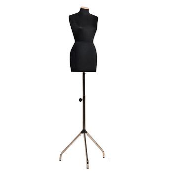 Black Female Mannequin Size 40 - Wood Cap - Adjustable Tripod Base