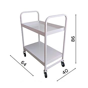 Carrello Multiuso a Due Ripiani in Metallo con Ruote, 64x40x86 (H) - Made in Italy
