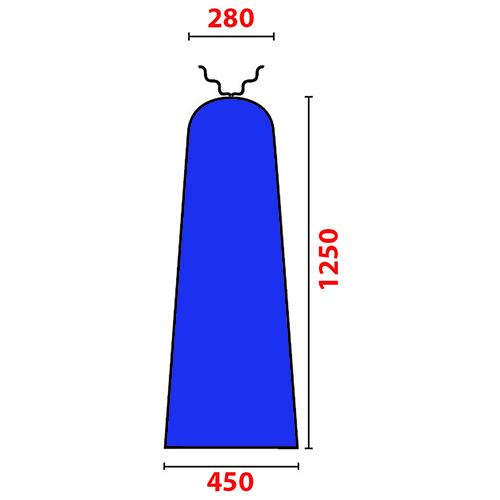 PRONTO TOP OVALE AZZURRO (IMBOTTITURA 900 GR) SENZA RETE - 125X45X28 CM.