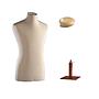 Manichino Uomo Beige Tg.48 - Tappo Legno - Piedistallo Legno Regolabile da 25 a 40cm