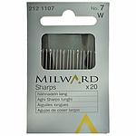 MILWARD 212 1107 | Ace de Cusut Manual Sharps Lungi Nr. 12 – 0,69 x 37 mm (1/32" x 1 15/32") (Pachet de 20 Bucăți)