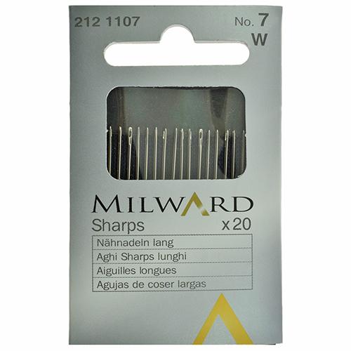 MILWARD 212 1107 | Agujas de Coser a Mano Sharps Largas Nº 12 – 0,69 x 37 mm (1/32" x 1 15/32") (Paquete de 20 Piezas)