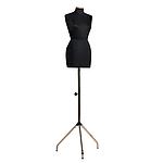 Black Female Mannequin Size 40 - Wood Cap - Adjustable Tripod Base