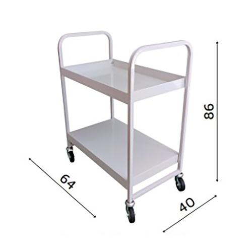 Carrello Multiuso a Due Ripiani in Metallo con Ruote, 64x40x86 (H) - Made in Italy