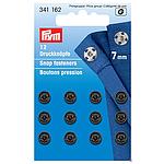 Black Brass Sew-on Snap Fasteners Ø 7mm with Fixing Hole (12 pcs) PRYM # 341162