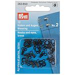 Hooks & Eyelets, Size 2 - BLACK Color - for Fastening Pants, Skirts, and Lingerie (12 pcs) PRYM # 263850