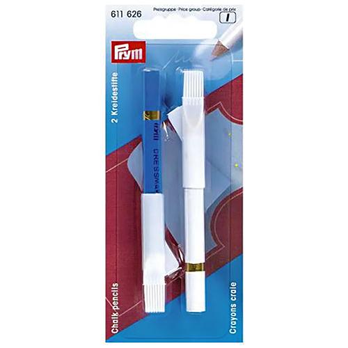 Matite Gesso per Sarti (Bianca e Blu) con Pennello Cancellatore - Confezione da 2 PRYM # 611626