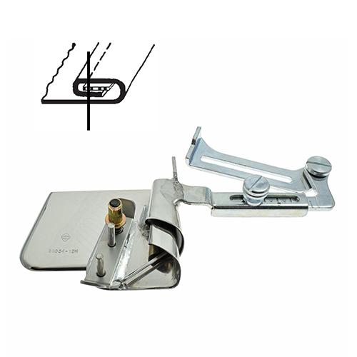 25054 (F91) | Ourleur Double Relevé avec Ressort pour Élastique et Guide Réglable et Ouvrable (Made in Italy)