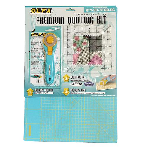 Olfa Rty-stqr-rc Premium Rotary Cutter Cutting Mat Quilt Making Kit  includes Ruler and Rotary Cutter Green 